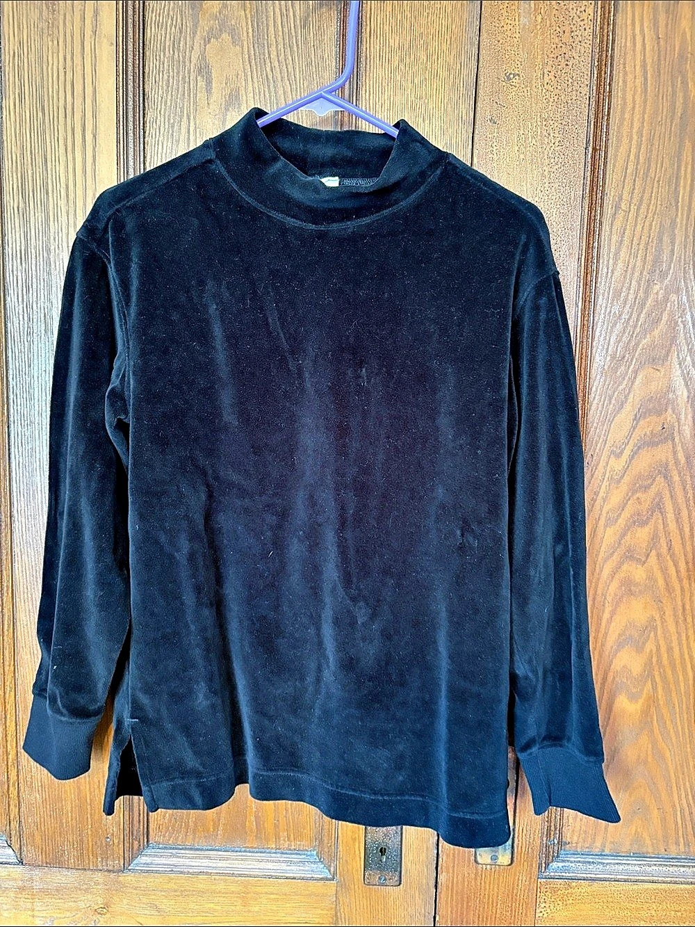 Pact Black Long Sleeve Velour Mock Tunic Size Small